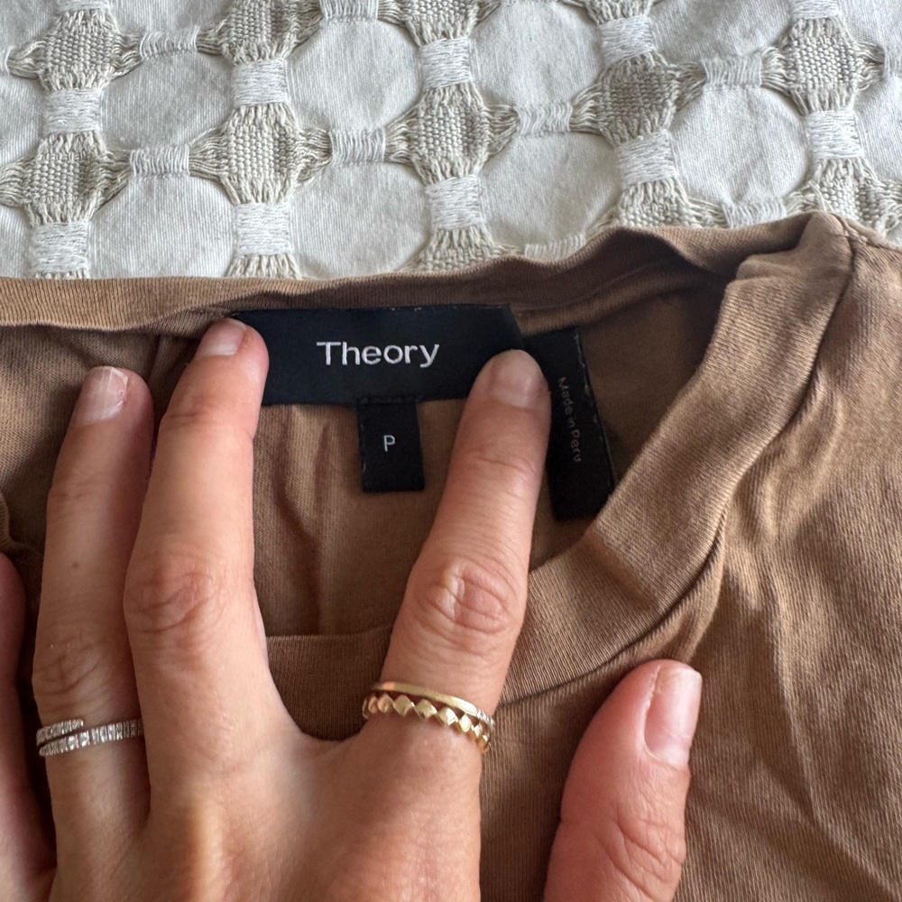 Theory Tan Crewneck Long Sleeve Top - Picture 2 of 4